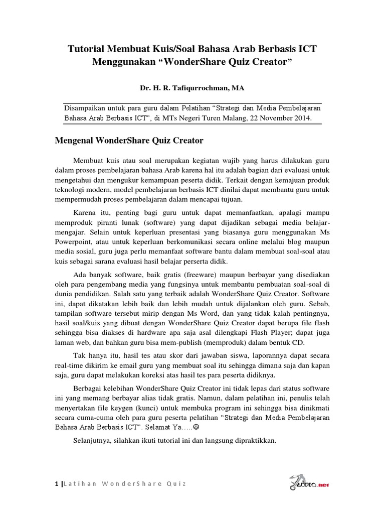 Tutorial Wondershare Quiz Pdf