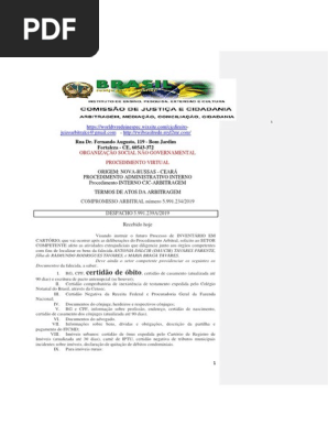 COMISSÃO DE JUSTIÇA E CIDADANIA  ARBITRAGEM  DESPACHO 5.991.239A2019