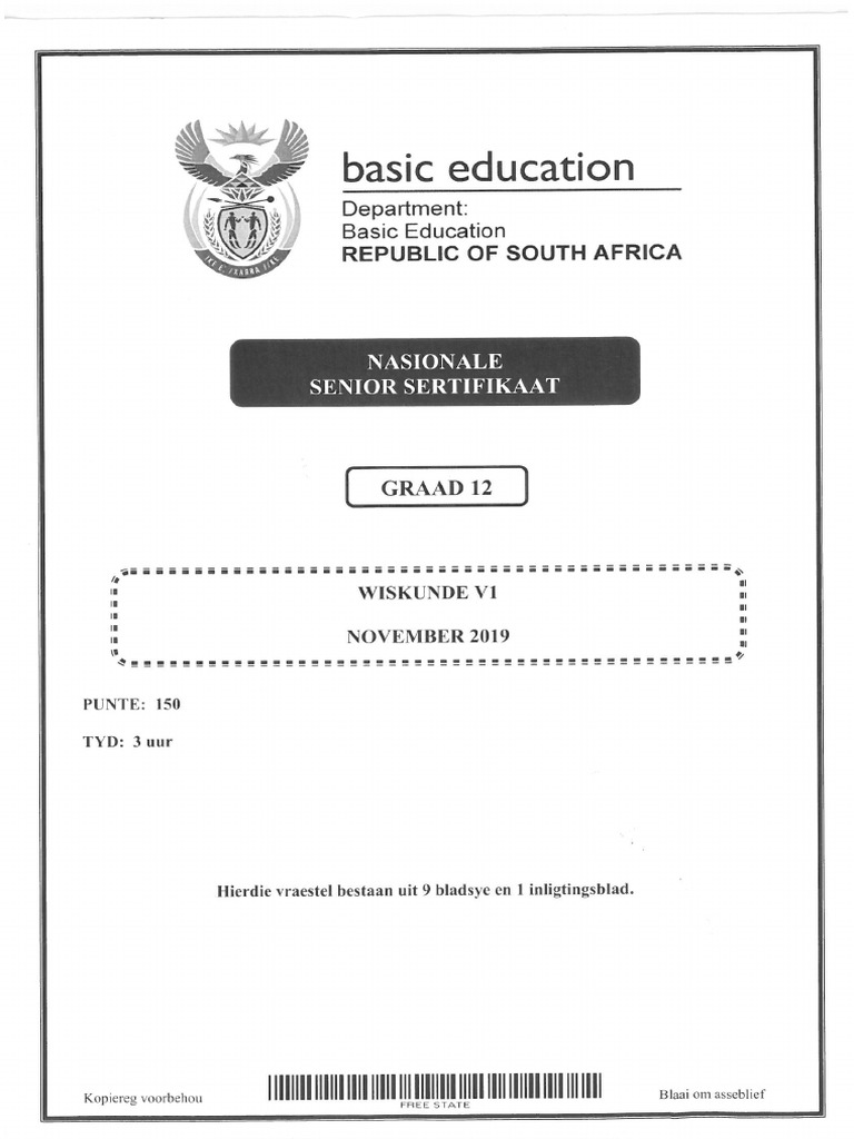 Matriek 2019 - Wiskunde | PDF