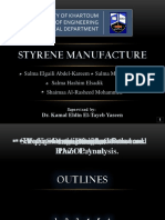 Styrene Manufacture: University of Khartoum Faculty of Engineering Chemical Department