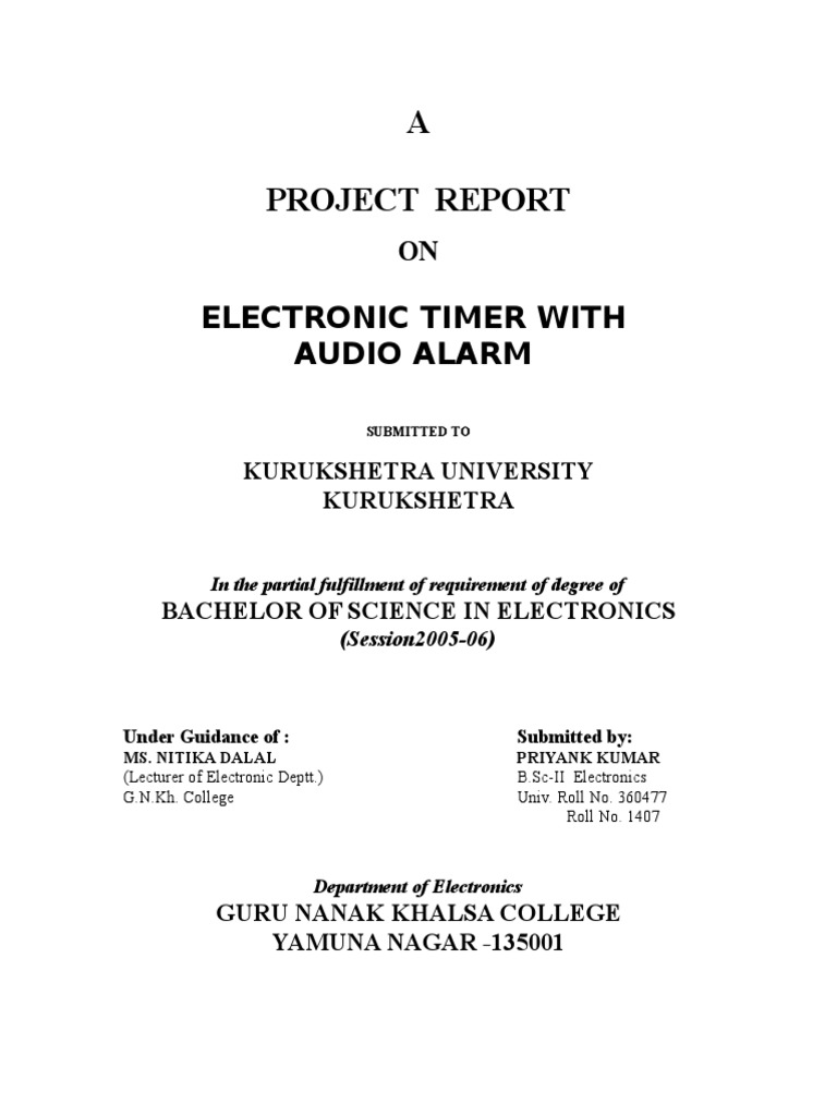 Electronic Timer With Audio Alarm PDF Amplifier Capacitor