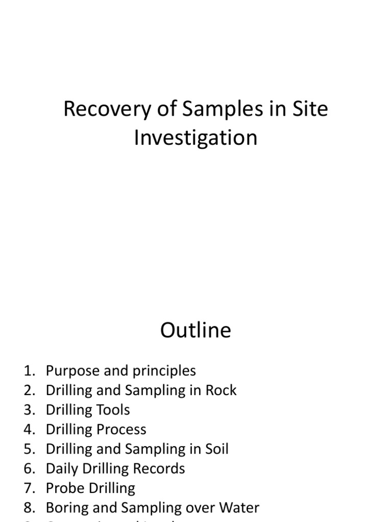 Recovery of Samples in Site Investigation | PDF | Drilling Rig | Nature