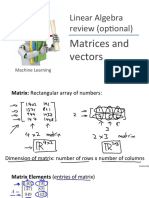 Linear Algebra Review (Op3onal) : Matrices and Vectors