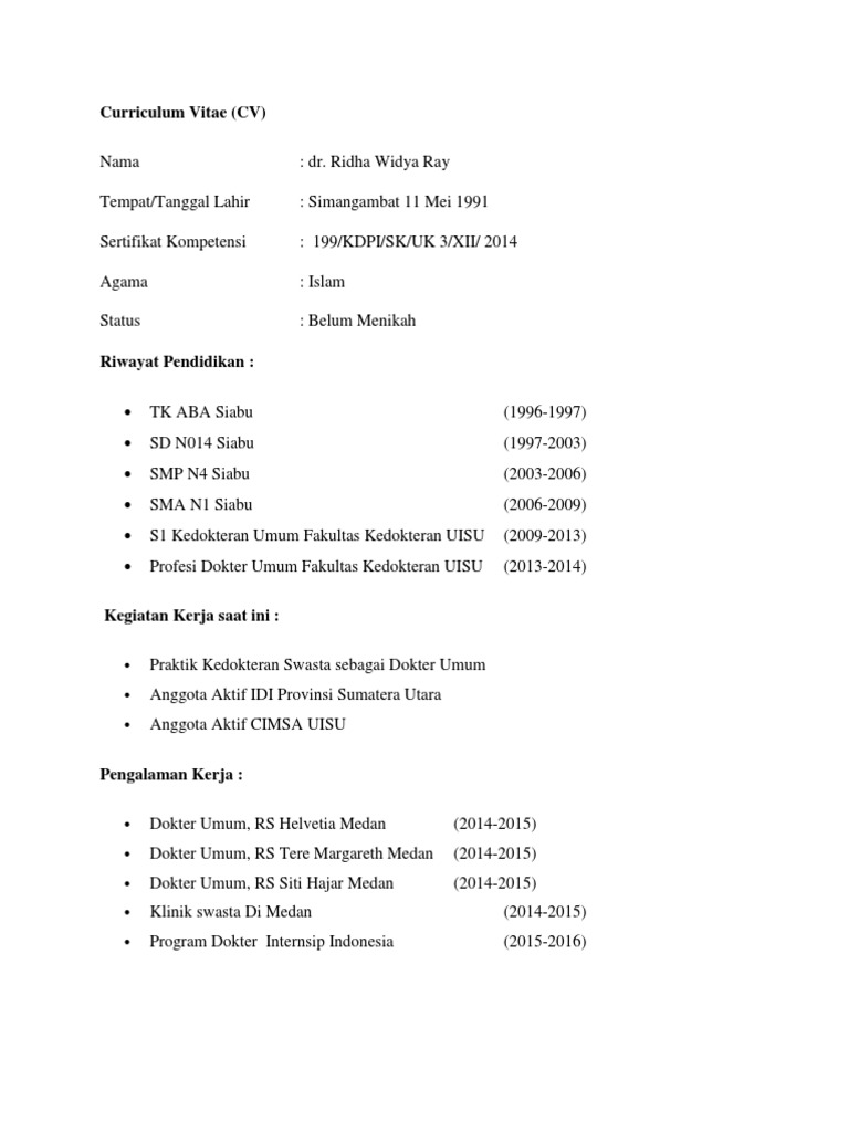 CV Ridha | PDF