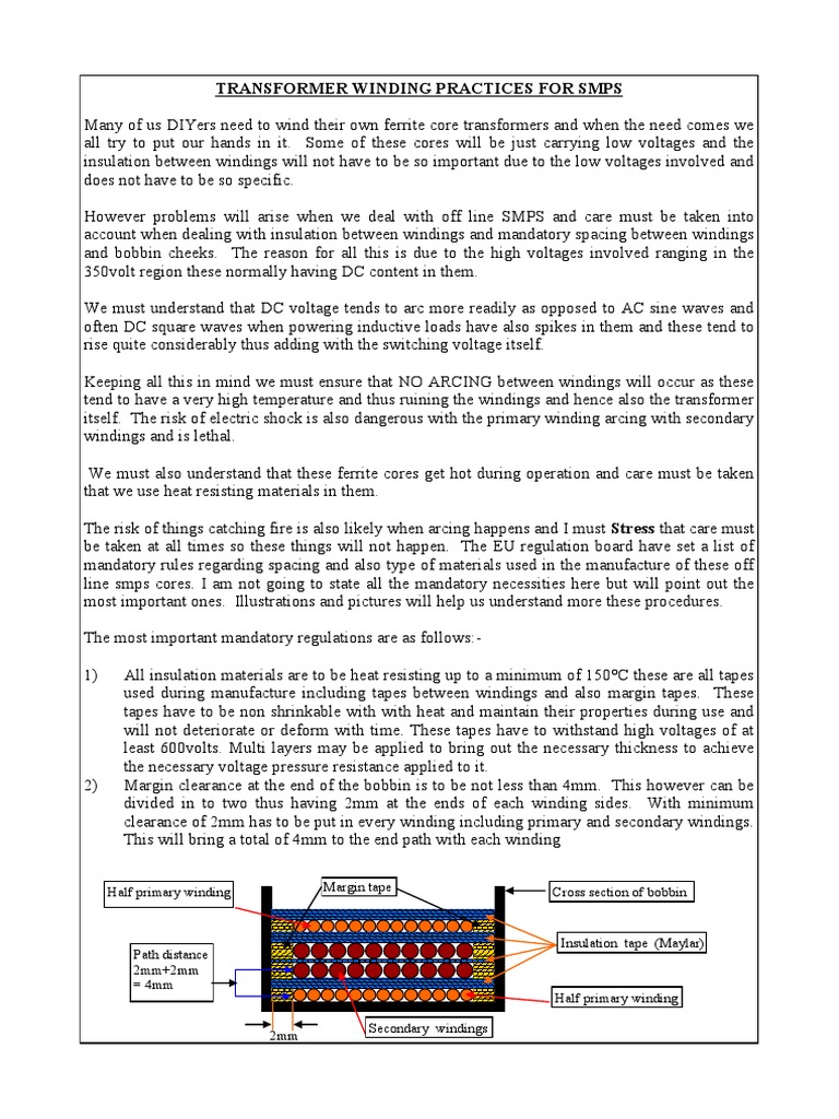 Transformer Winding Practices for SMPS | PDF | Transformer | Insulator ...