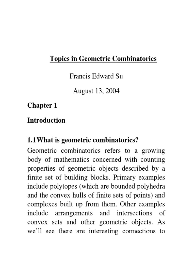 Topics in Geometric Combinatorics PDF Combinatorics Vertex (Geometry)