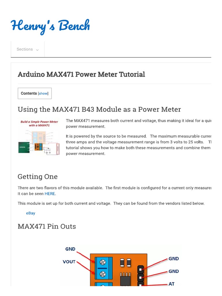 Arduino Power Meter With MAX471 B43 Henry's Bench PDF