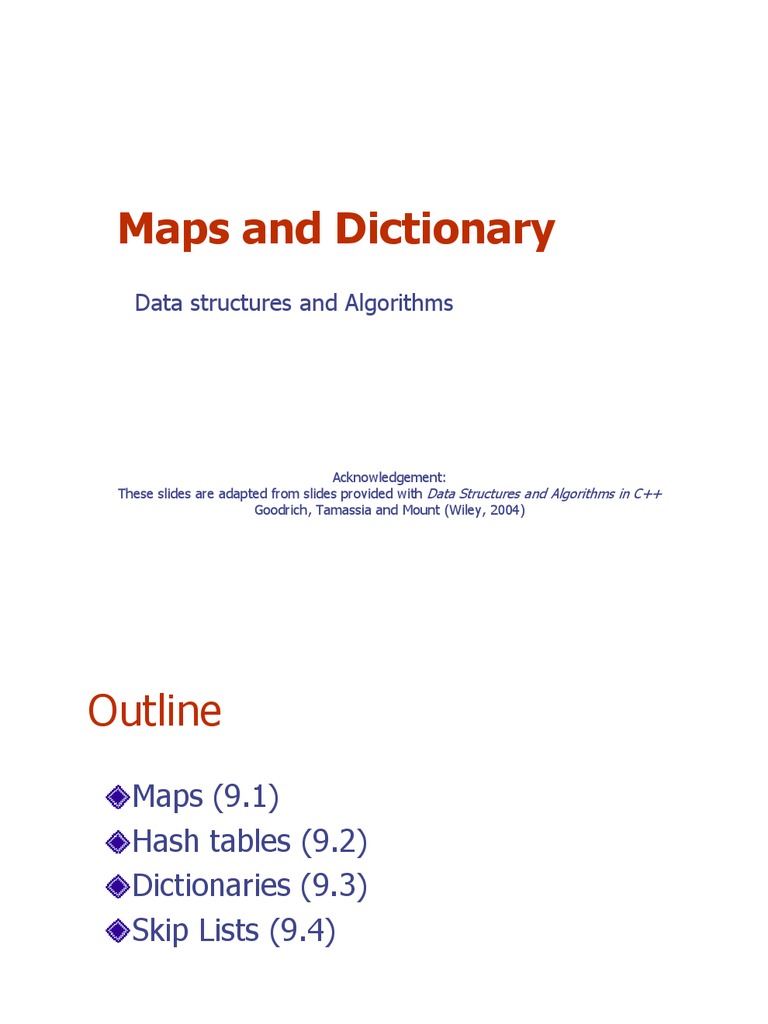 Maps and Dictionary: Data Structures and Algorithms | PDF ...