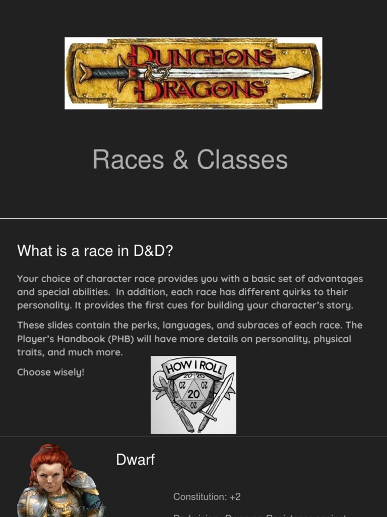 D&D Races and Classes Overview | PDF | D20 System | Gary Gygax Games