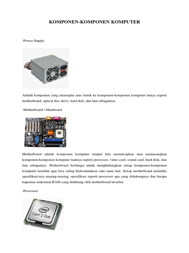 komponen komputer untuk pemula