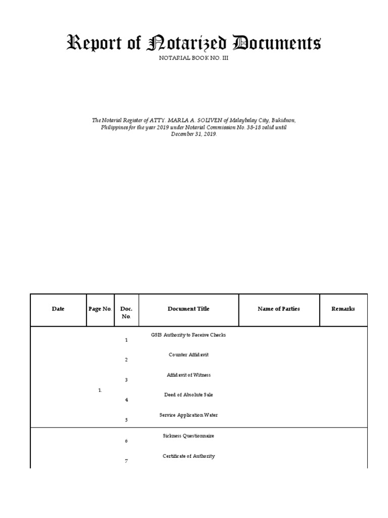 Notarized Documents Report 2019 | PDF | Affidavit | Mortgage Law