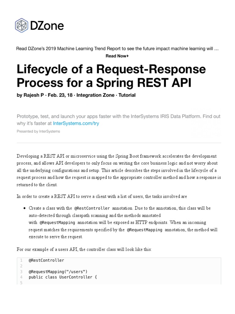 Lifecycle of A Request-Response Process For A Spring REST API | PDF ...