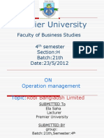Premier University: Faculty of Business Studies 4 Semester Section:H Batch:21th Date:23/5/2012