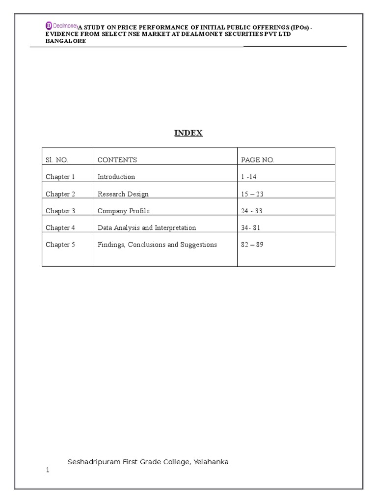 IPO's Project by K V Sai Mahesh PDF | PDF | Financial Markets ...