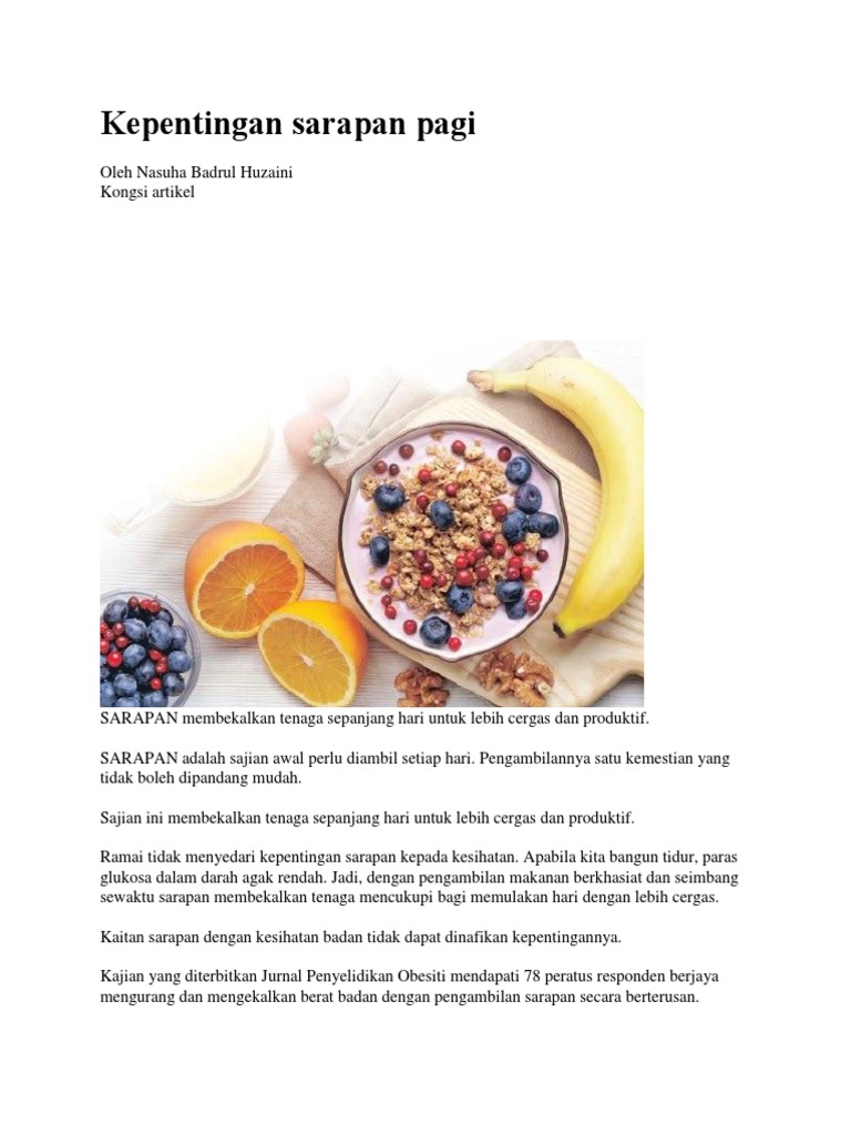 Kepentingan Sarapan Pagi Pdf