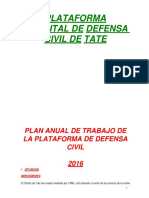 Plan Anual de Trabajo de La Plataforma de Defensa Civil de Tate 2016 PDF