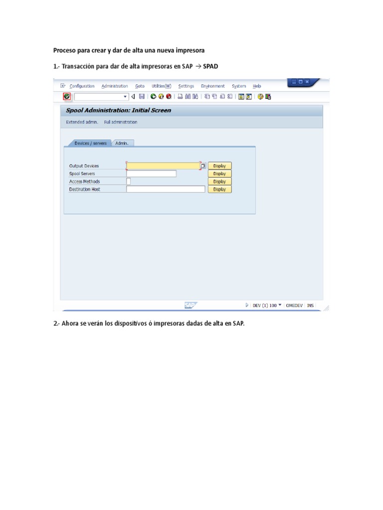 Configuración de impresoras en SAP SPAD | PDF | Informática