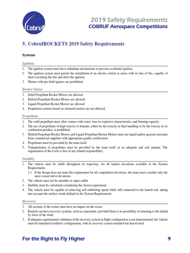 COBRUF 2019 Rocket Safety Guidelines | PDF | Rocket | Rocket Engine