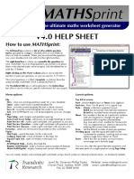 V4.0 Help Sheet: How To Use Mathsprint