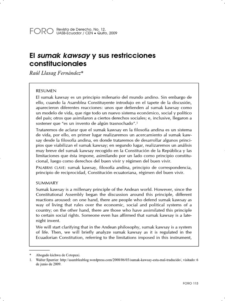 Sumak Kawsay PDF PDF Capitalismo Naturaleza
