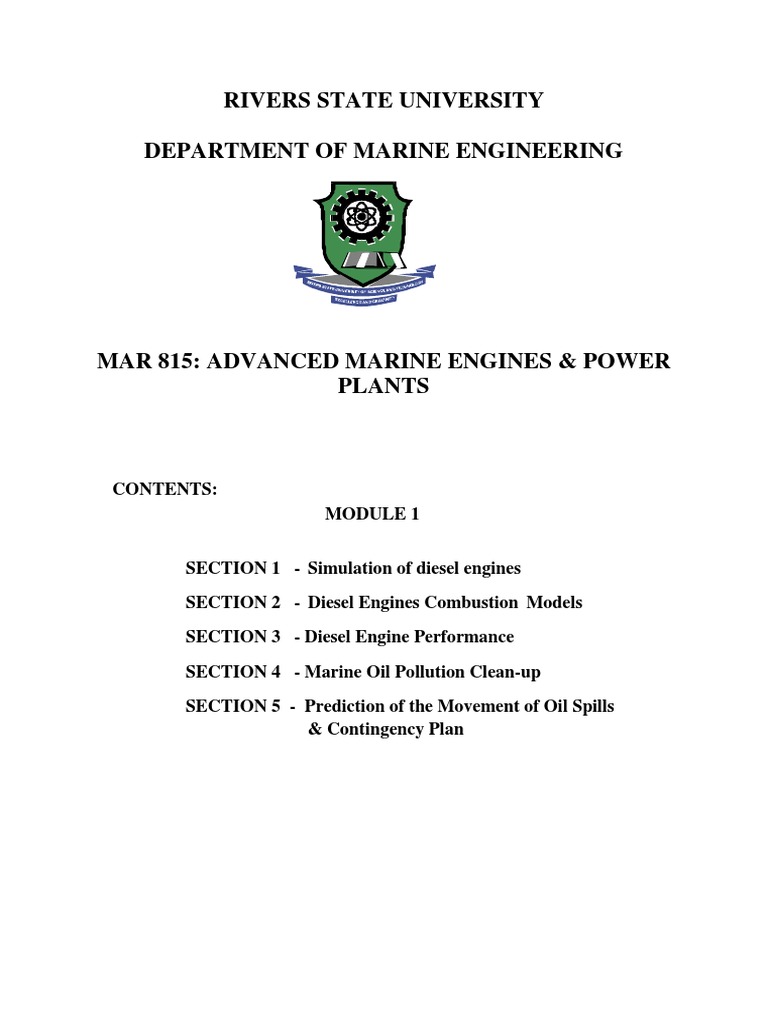 MAR 851 Advanced Marine Engines & Power Plants NEW Download Free PDF Internal Combustion