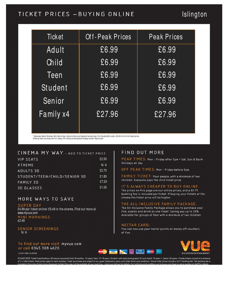 Ticket Prices Islington PDF PDF