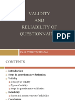 Validity AND Reliability of Questionnaires: Dr. R. Venkitachalam