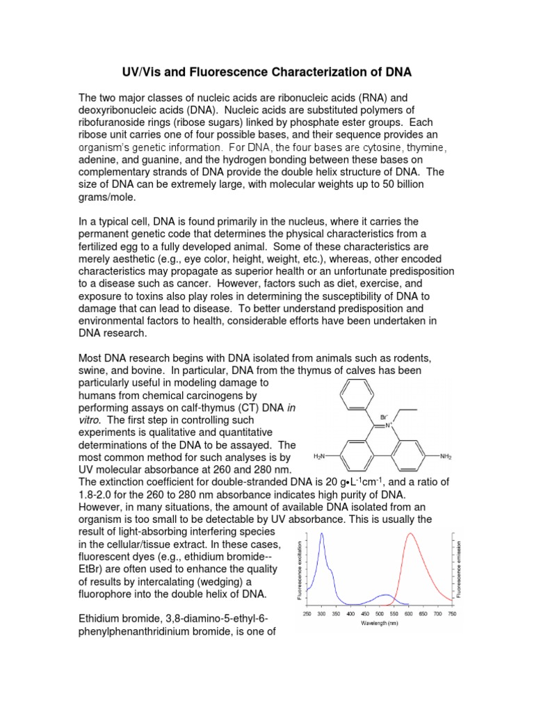 UV/Vis and Fluorescence Characterization of DNA Vitro. The First Step in Controlling Such PDF