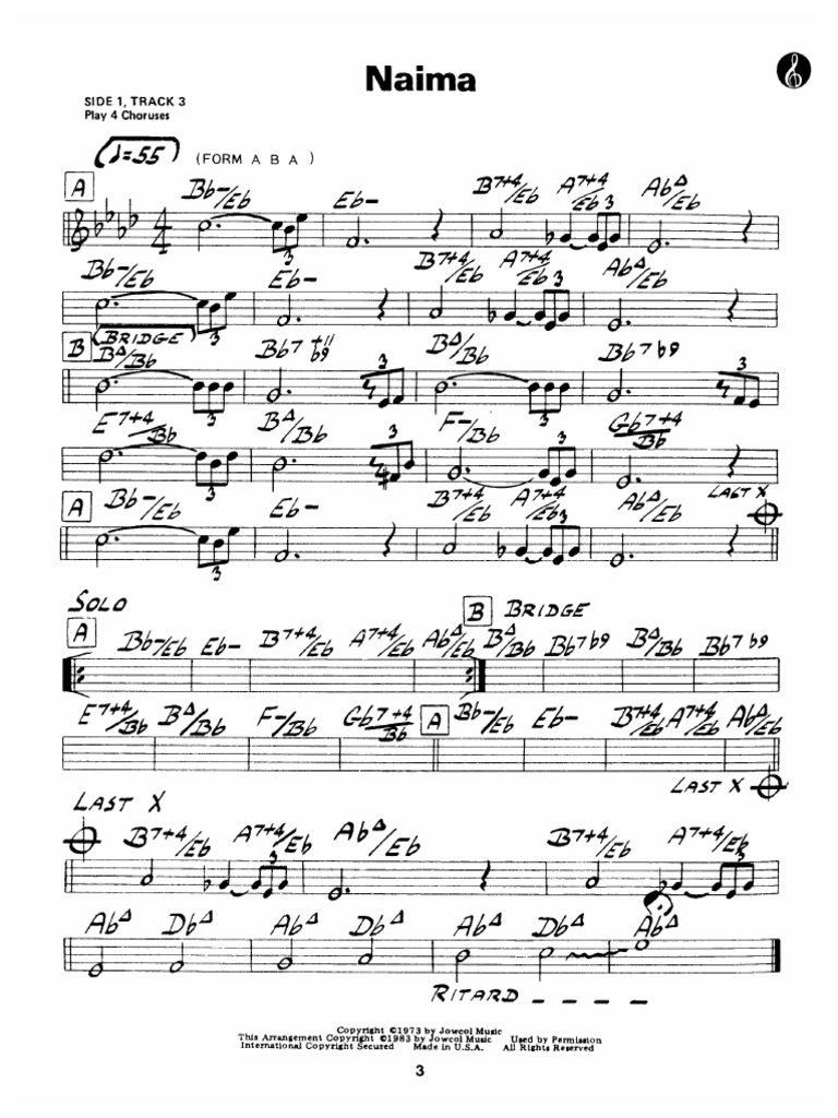 Naima Lead Sheet PDF | PDF