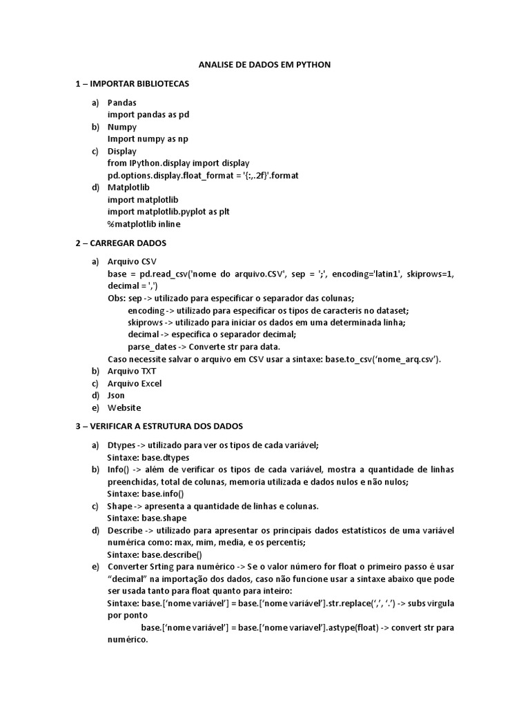 Análise de Dados com Python | PDF | C (linguagem de programação) | Dados