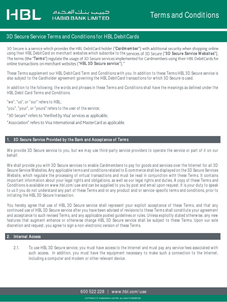 HBL Terms and Conditions | PDF | Copyright | Contractual Term