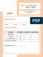 Examen Trimestral Tercer Grado BLOQUE1 2019-2020