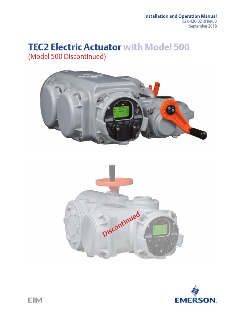 Manual Eim Tec2 Electric Actuator Model 500 Iom en 86464 PDF Valve
