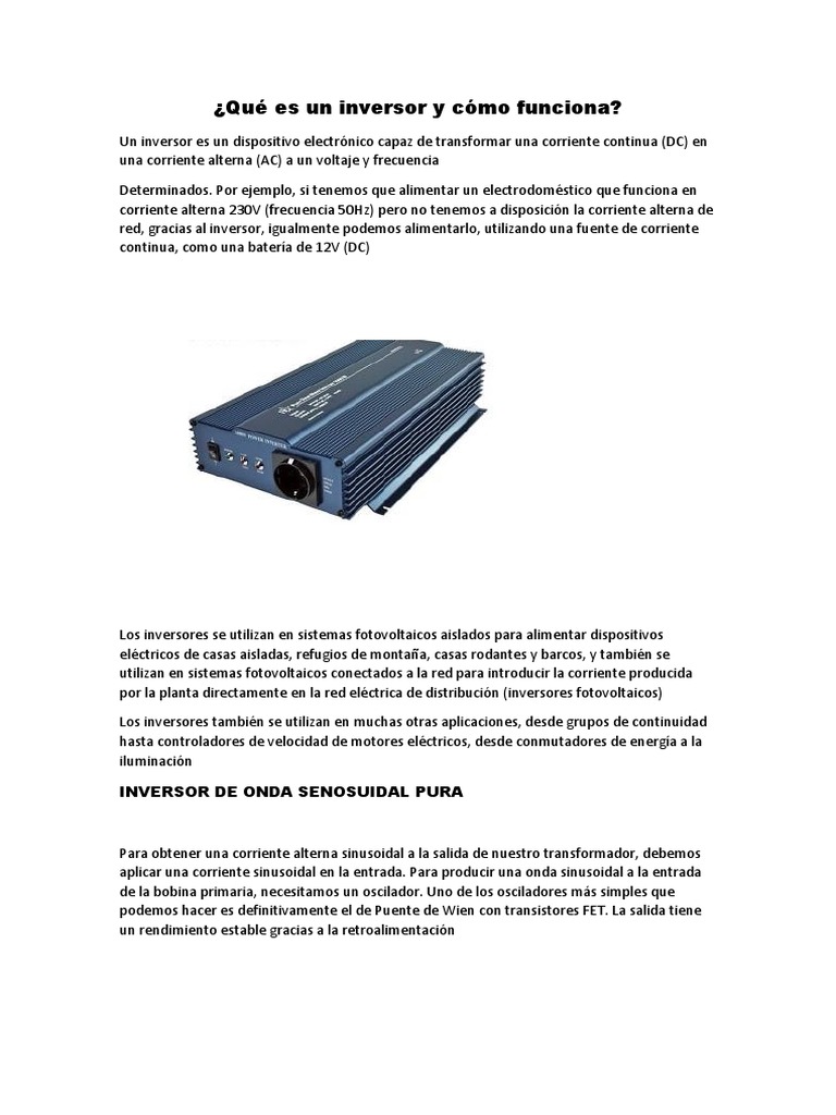 Qué Es Un Inversor y Cómo Funciona | PDF