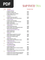 Sap Fi/Co: Transaction Codes