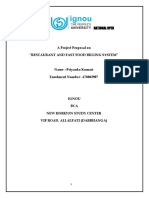 Indira Gandhi National Open University: A Project Proposal On "Restaurant and Fast Food Billing System"
