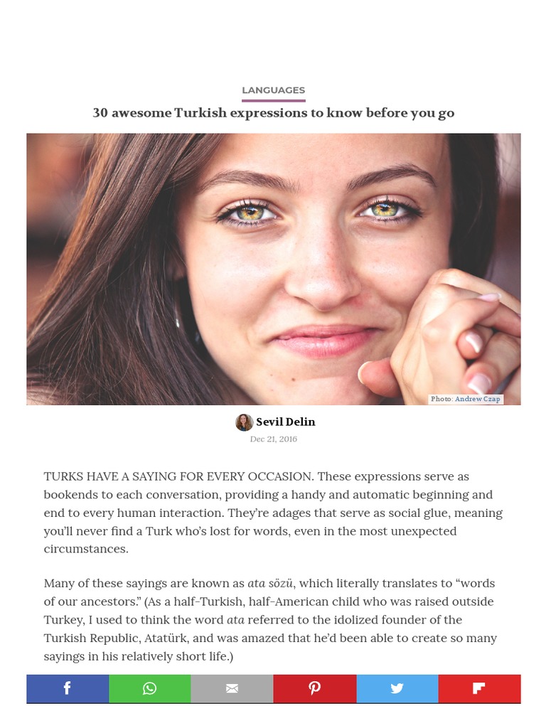 30 Awesome Turkish Expressions To Know Before You Go | PDF