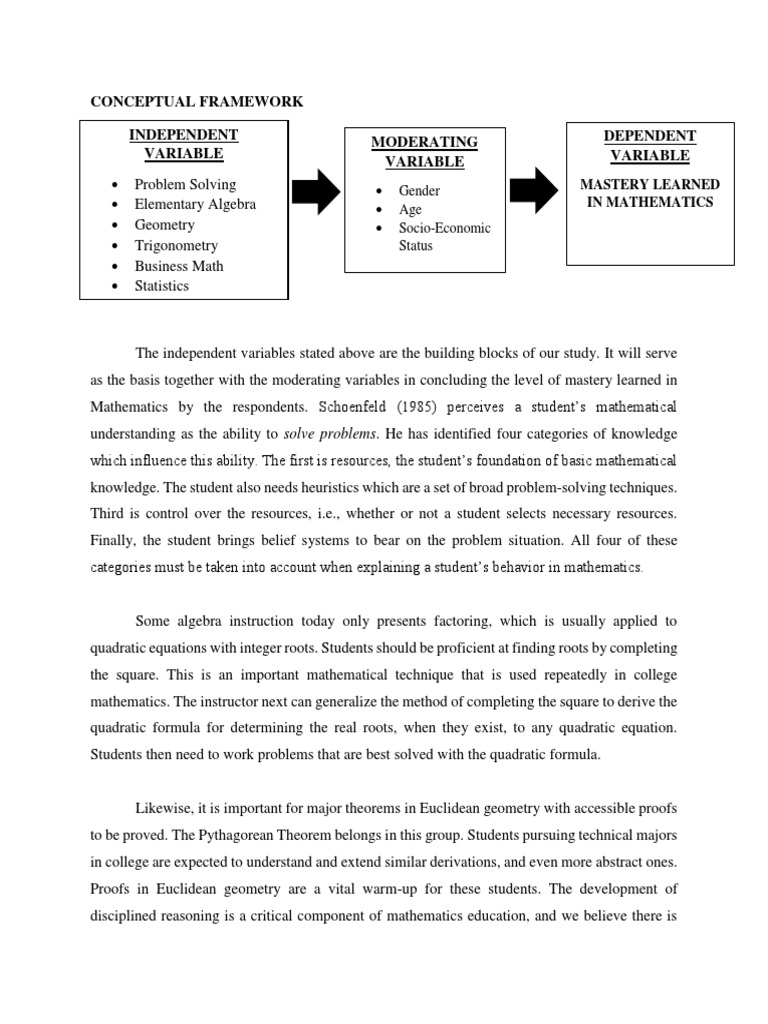 Conceptual Framework for Math Mastery | PDF | Teaching Mathematics ...