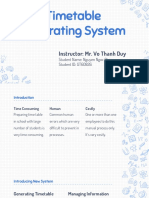 Timetable Generating System: Instructor: Mr. Vo Thanh Duy