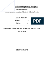Chemistry Investigatory Project: Embassy of India School Moscow