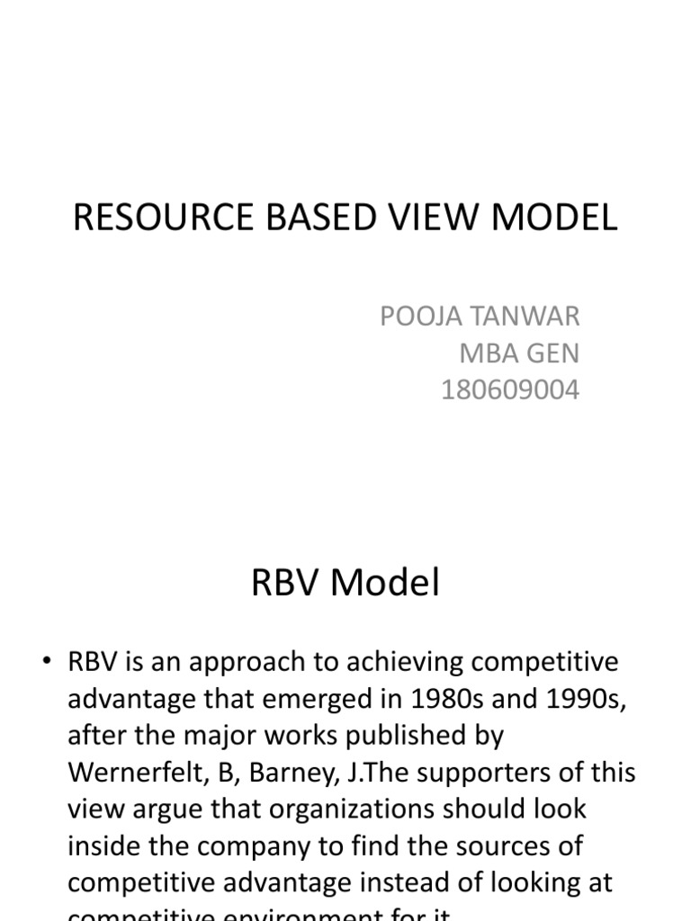 Resource Based View Model | PDF