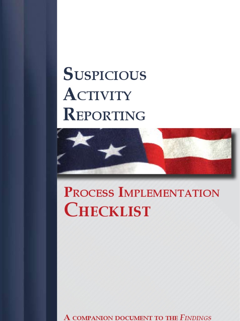 SAR Checklist | PDF | Business Process | United States Department Of ...