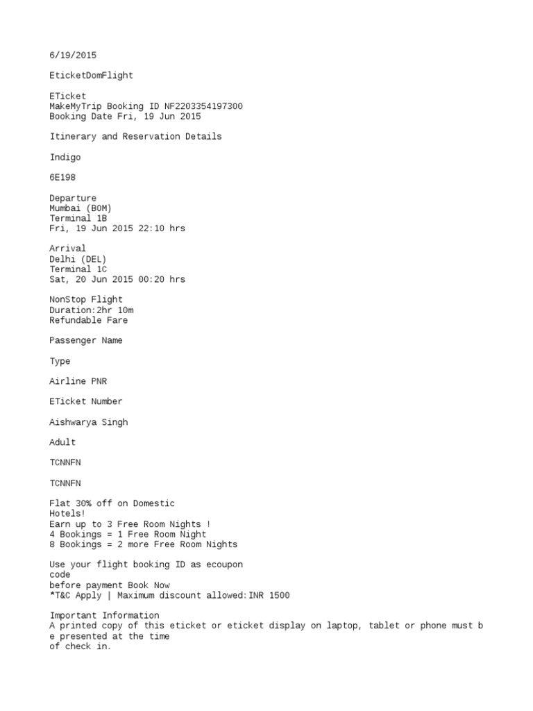 Sample makemytrip flight ticket pdf mobile app business