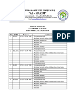 Jadwal Pembelajaran Mingguan