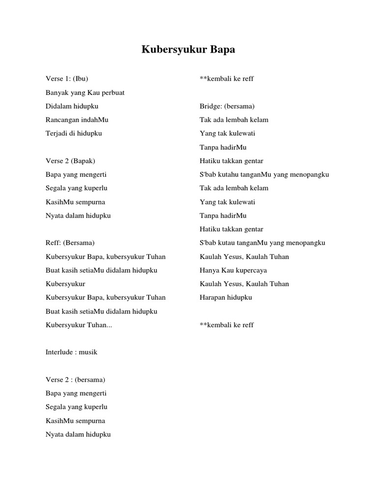 Kubersyukur Bapa