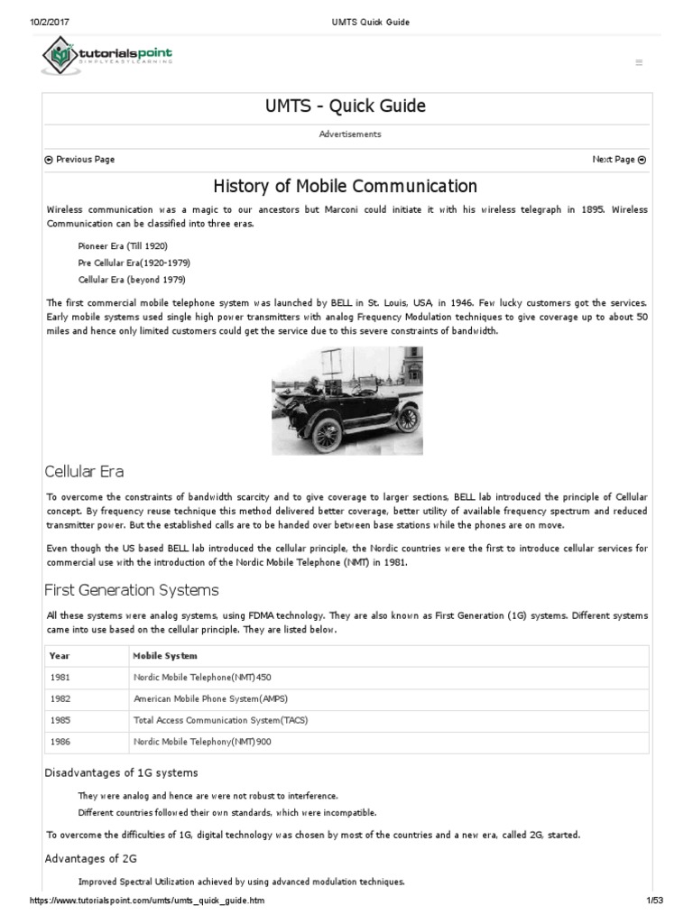 Umts Quick Guide Pdf Cellular Network Electronics