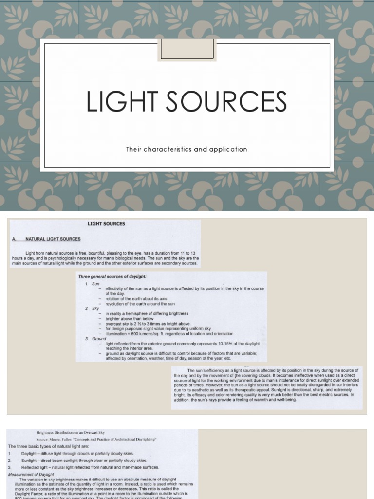 Light Sources Their Characteristics and Application PDF