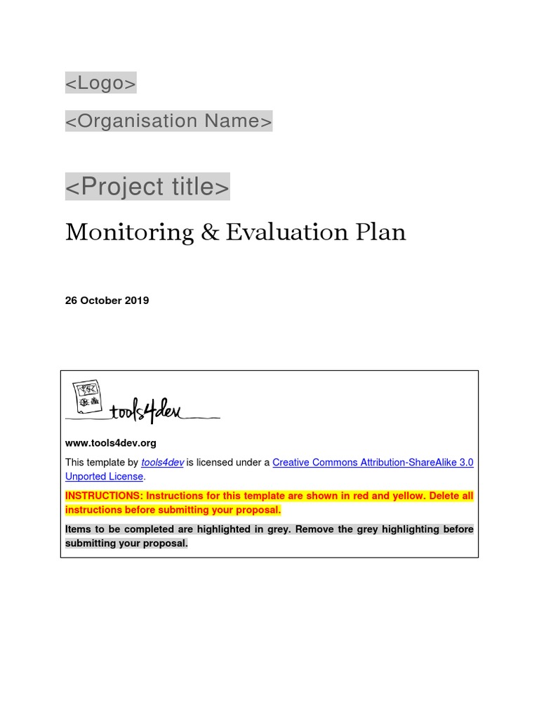 Monitoring and Evaluation ME Plan Template | PDF | Educational ...