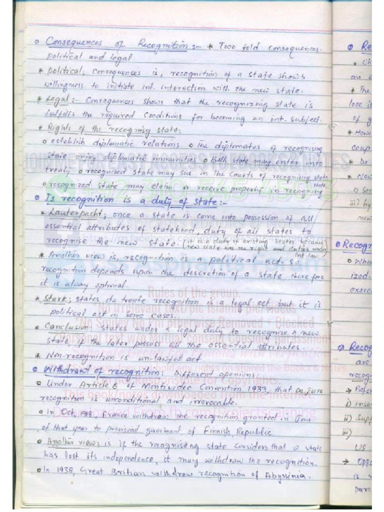 International Law Handwritten Notes PDF | PDF