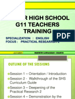 Senior High School G11 Teachers Training: Specialization: English Focus: Practical Researrch 2
